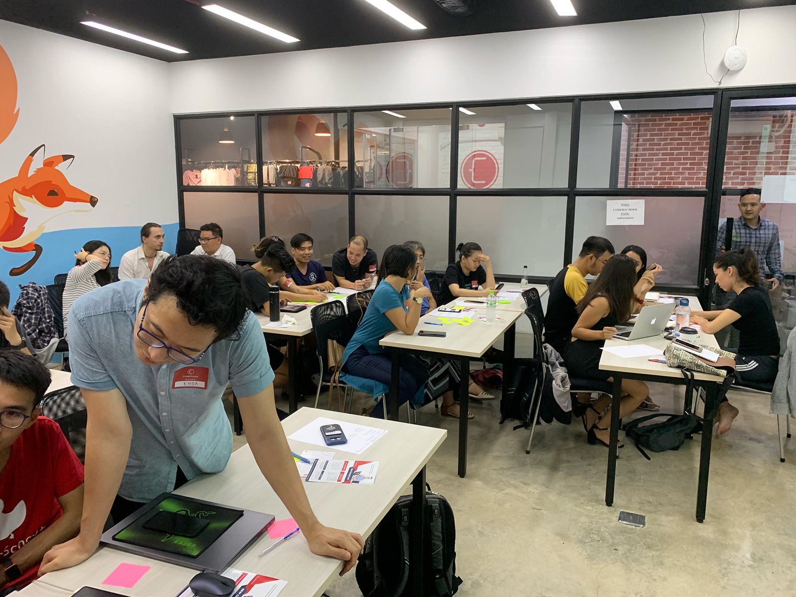 Students working through hands-on exercises in teams