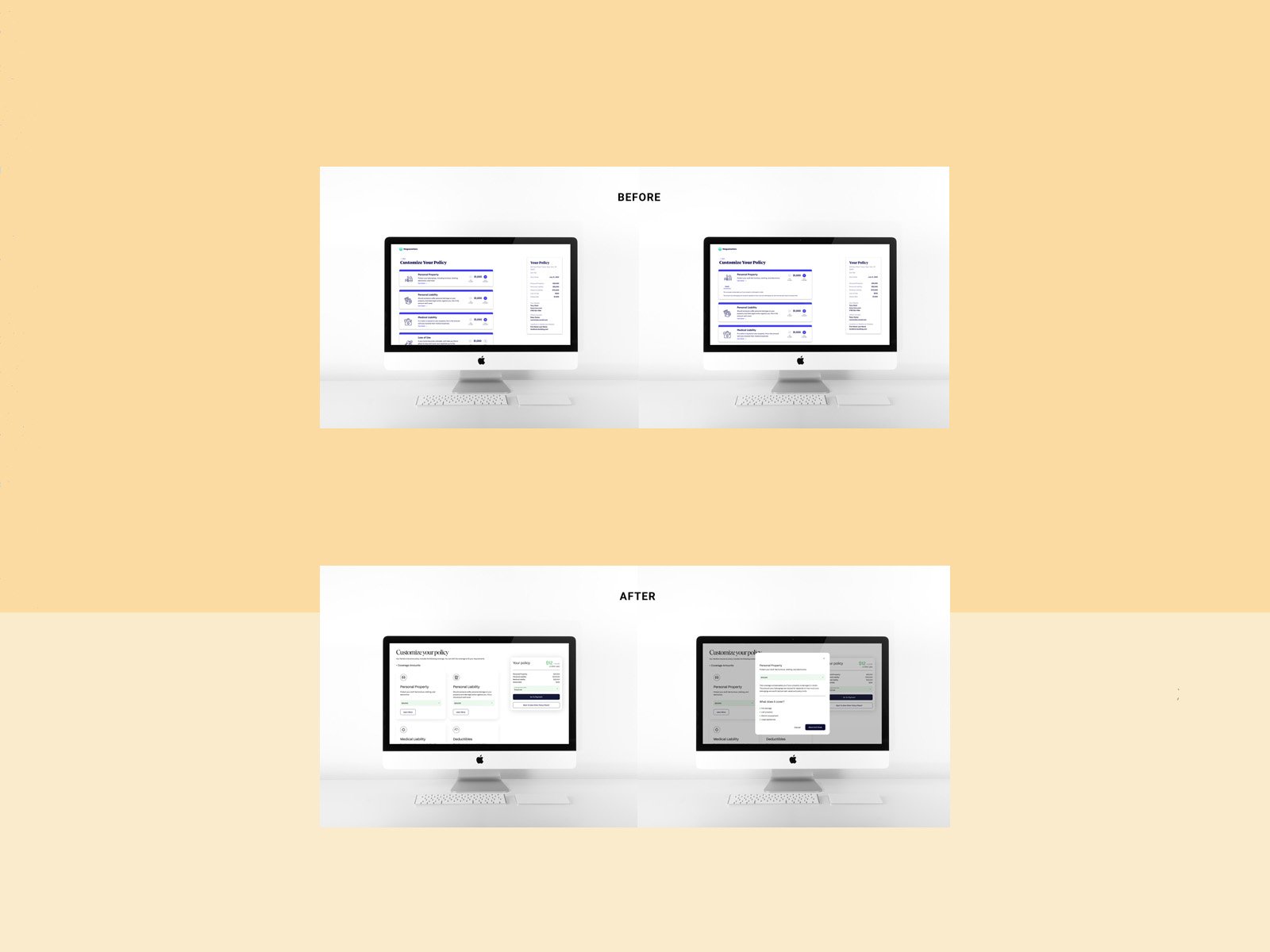 Before & after — the policy customization experience